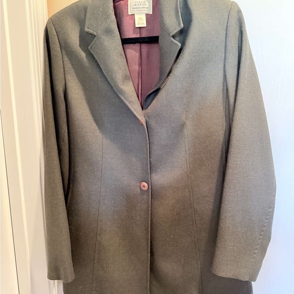 VINTAGE 100% WOOL Field Manor Classic Women's Dark Green Blazer Size 6